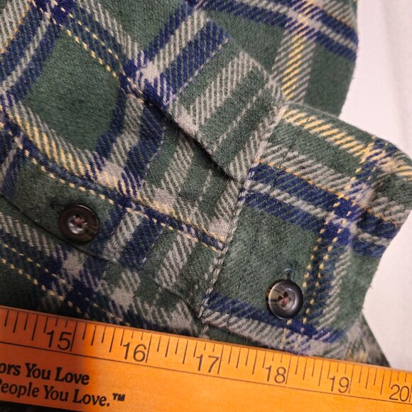 Woolrich Green and Beige Plaid Flannel Shirt - Picture 7 of 10